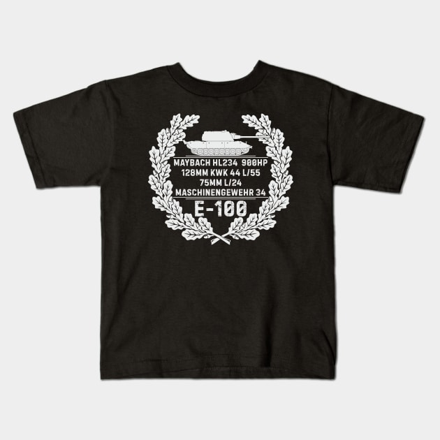 German tank E-100 in a wreath of oak leaves Kids T-Shirt by FAawRay